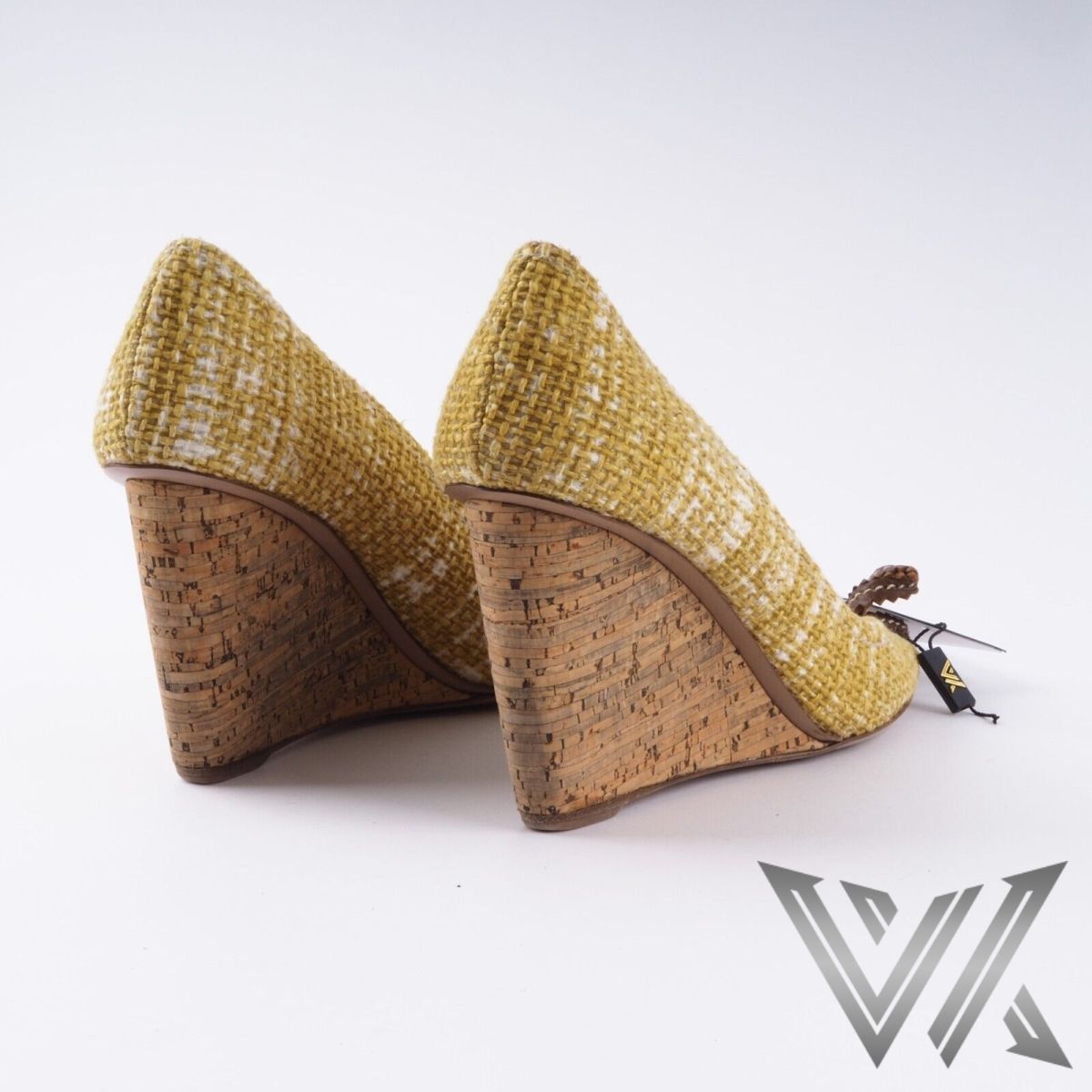 Tweed Chatreuse Kork Wedges Pumps