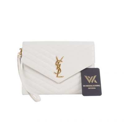 Cassandre Matelassé Flap Pouch Grain de Poudre Blanc