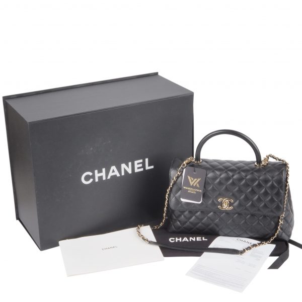 Maxi Flap Bag mit Top Handle Caviar Light Gold - Image 2
