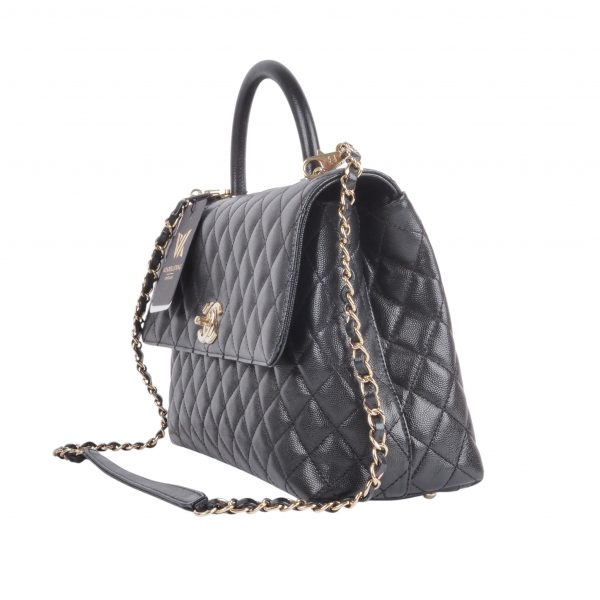 Maxi Flap Bag mit Top Handle Caviar Light Gold - Image 3