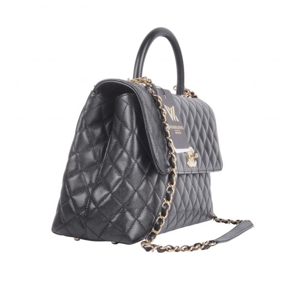 Maxi Flap Bag mit Top Handle Caviar Light Gold - Image 4