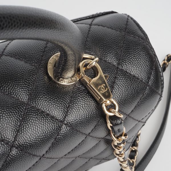 Maxi Flap Bag mit Top Handle Caviar Light Gold - Image 9