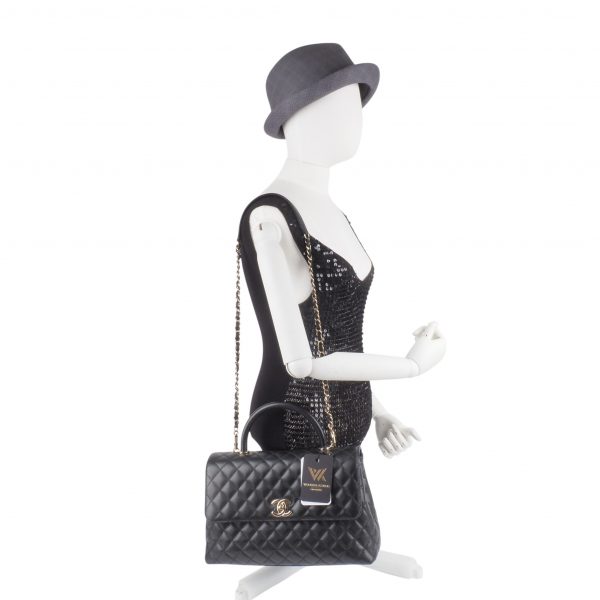 Maxi Flap Bag mit Top Handle Caviar Light Gold - Image 7
