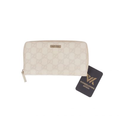 Signature Guccissima Zip-Around Wallet Cream