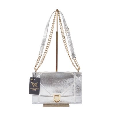 Diorama Silver Cracked Leather Medium