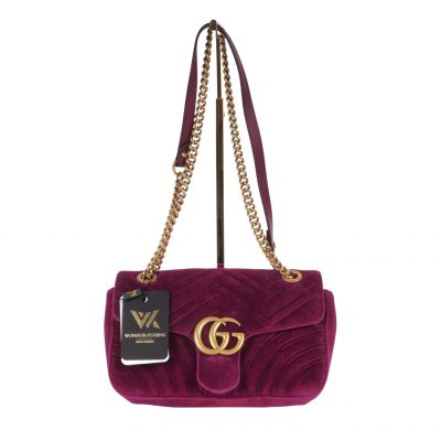Marmont GG Medium Matelassé Velvet Fuchsia / Gold 443497