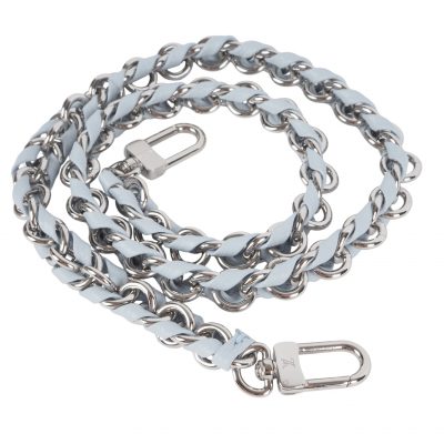 Schulterkette mit Leder für Multi Pochette Accessoires Ice Blue / Silver 63 cm