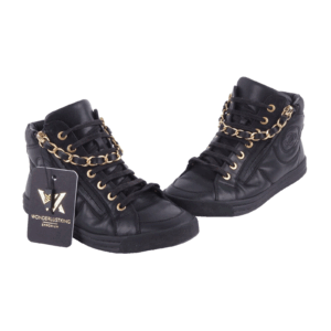 CHANEL CC Logo Chain Luxus Leder Mid Top Trainer Sneaker Gr.37 Op: 980 €