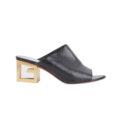 GIVENCHY Gold G Heel Mules Leder Slippers Luxus Designer Gr.39 OP: 750€