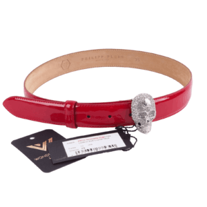 PHILIPP PLEIN Leather Belt Skull Crystal 75 Luxus Designer Damengürtel OP: 480 €