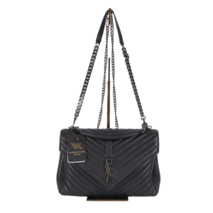 SAINT LAURENT YSL College Large Lambskin / Ruthenium Schultertasche OP: 2400 €