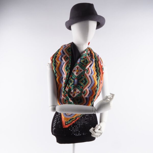 Multicolor 100% Silk Foluard Carre - Image 6