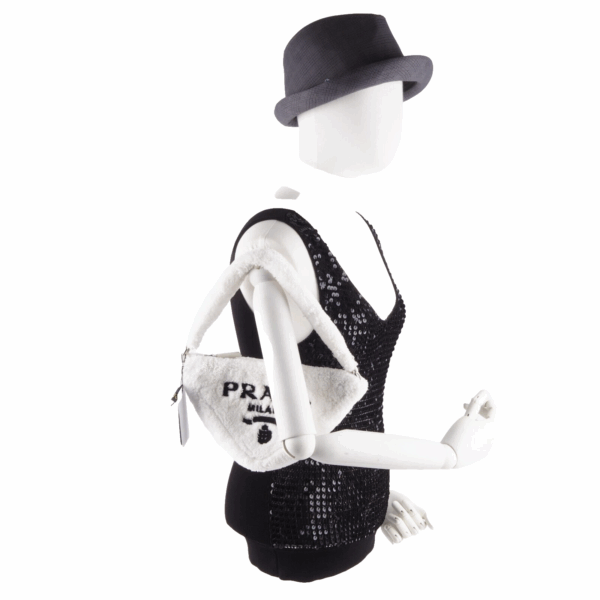 PRADA 1NE043 Bianco Triangle Pile Logo Luxus Designer Schultertasche OP: 1800€ – Bild 14