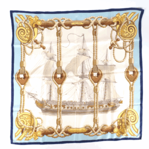 HERMÈS "Tribord" Luxus Designer Seidencarré Tuch Stola 90 cm OP: 495 €