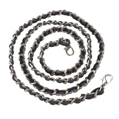 Schulterkette geflochten Schwarz/Silver 110 cm