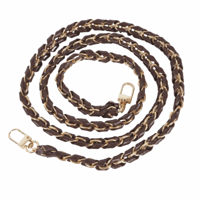 Schulterkette geflochten Braun/Gold 120 cm