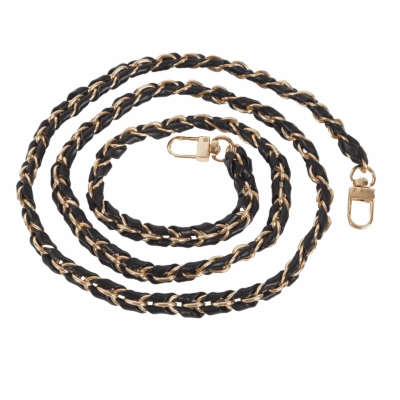 Schulterkette geflochten Schwarz/Gold 120 cm
