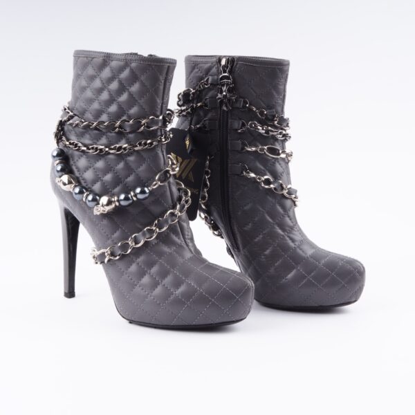 Quilted Skull & Chain Boots - Image 3