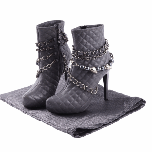 Quilted Skull & Chain Boots