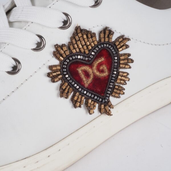 DOLCE & GABBANA Heart Patch Low Top luxus designer Sneakers Gr. 38,5 OP: 330 € - Image 9