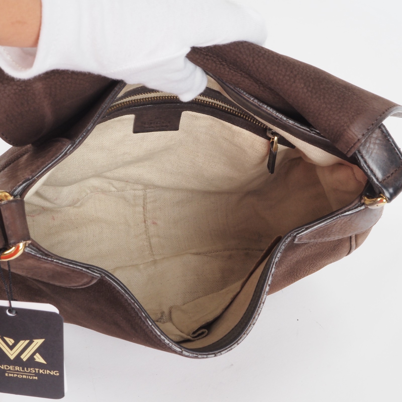 GUCCI Ribot Horse Brown Nubuck 296881 Luxury Shoulder Bag Rare Original Price: €1600 15 GUCCI Ribot Horse Brown Nubuck 296881 Luxus Schultertasche Selten OP: 1600 € - Image 15