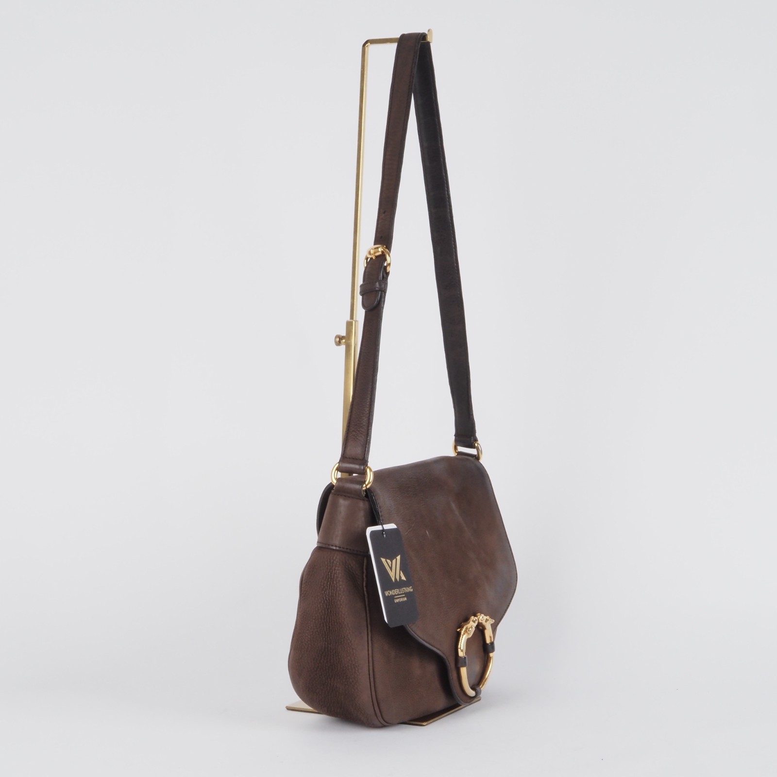 GUCCI Ribot Horse Brown Nubuck 296881 Luxury Shoulder Bag Rare Original Price: €1600 4 GUCCI Ribot Horse Brown Nubuck 296881 Luxus Schultertasche Selten OP: 1600 € - Image 4
