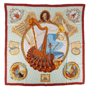 HERMÈS "Mozart" Luxus Designer Seidencarré Tuch Stola 90 cm OP: 495 €
